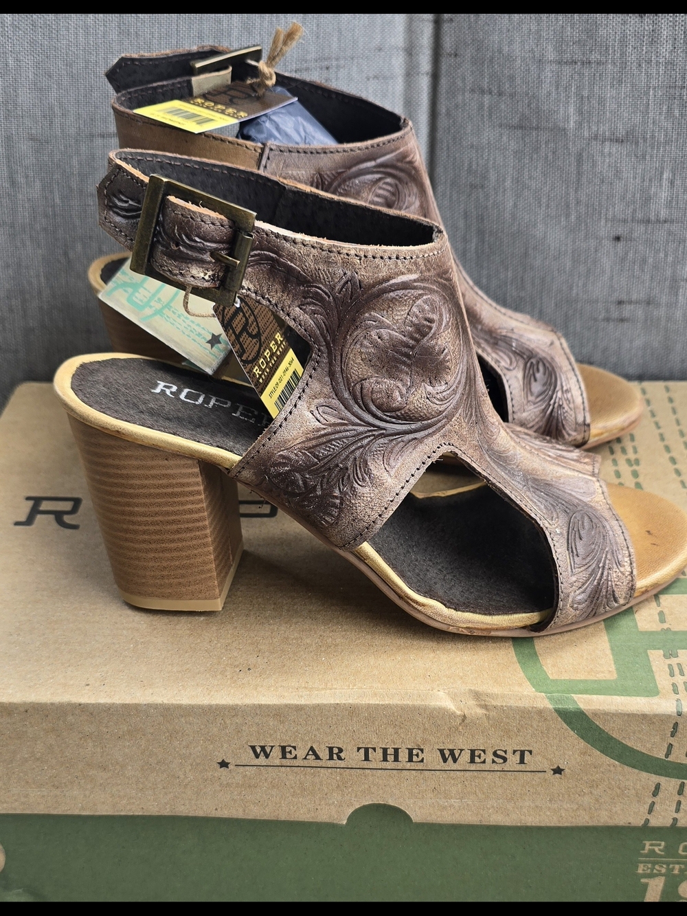 Roper Mika II Women's Tan Leather Cutout Heeled Sandals